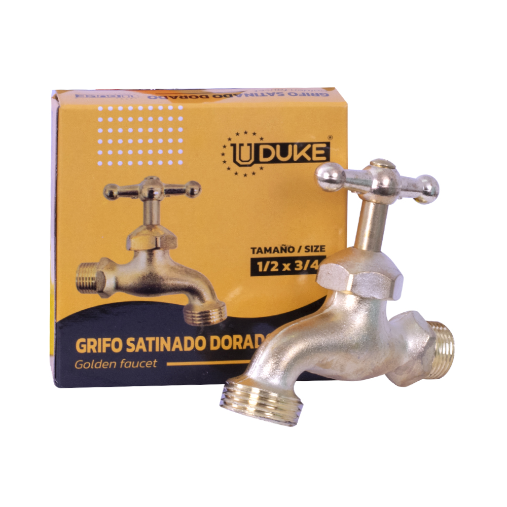 GRIFO DORADO SATINADO 1/2" EN CAJA MARIPOSA METALICA