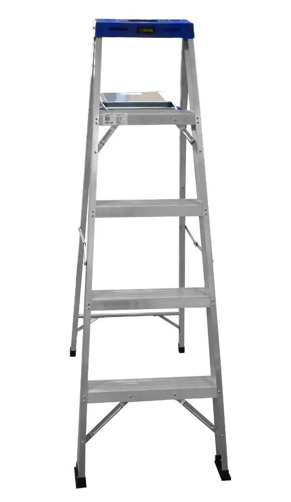 ESCALERA DE ALUMINIO 4 PELDANOS CAP 150 KILOS USO INDUSTRIAL UDUKE CON PLATAFORMA (140 CM)