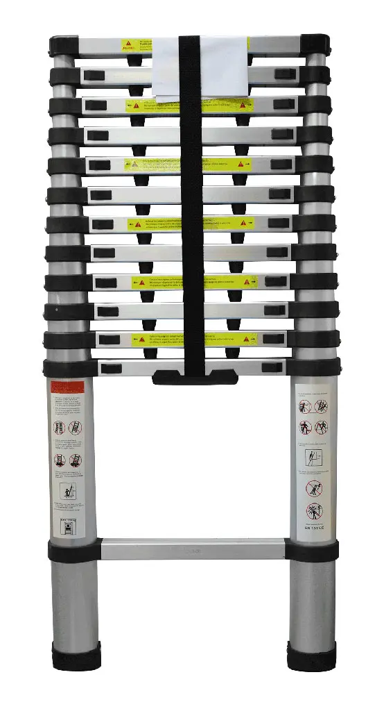ALUMINIUM TELESCOPING LADDER 12 STEP 380 CM CAP 150 KG