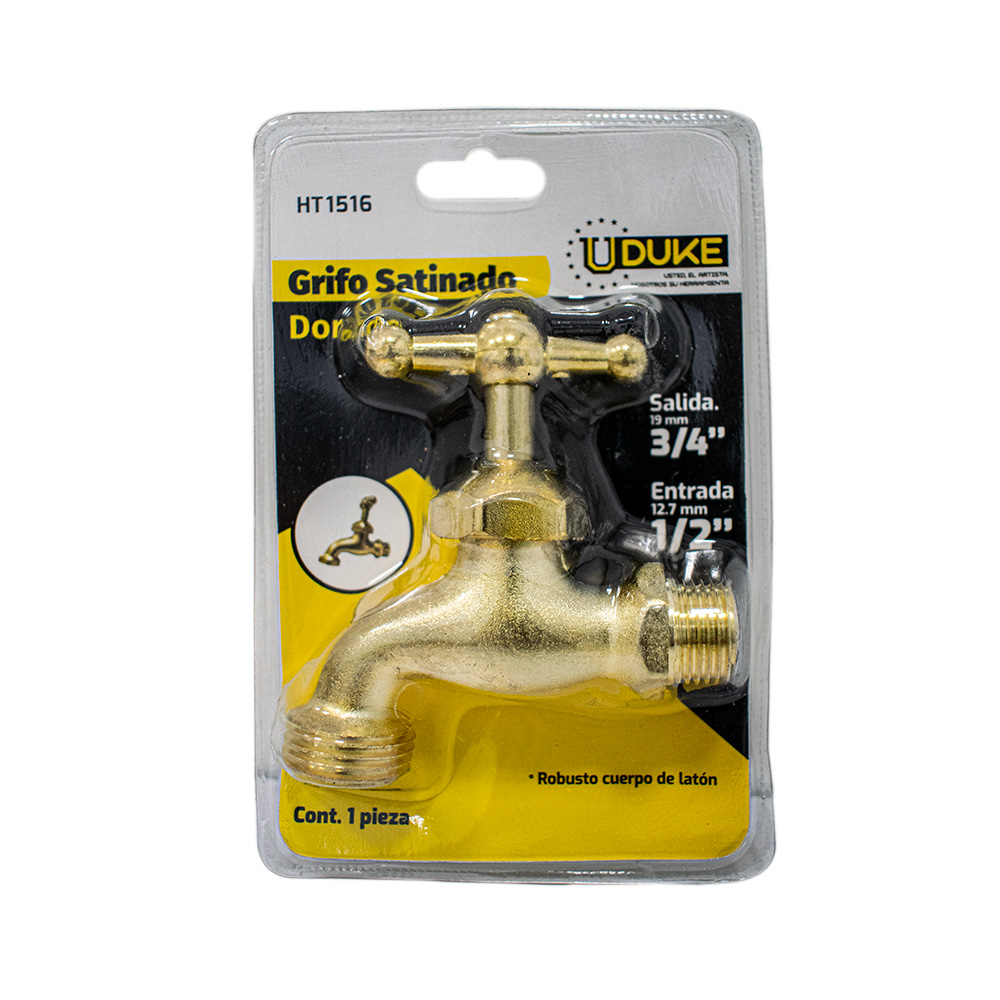 GRIFO DORADO 1/2" EN BLISTER MARIPOSA METALICA