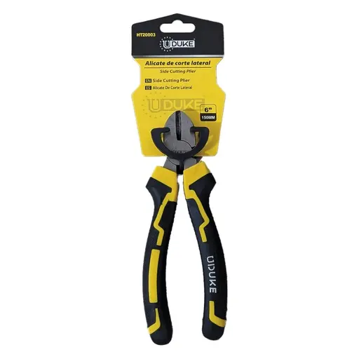 ALICATE CORTE DIAGONAL UDUKE NEGRO-AMARILLO  6"