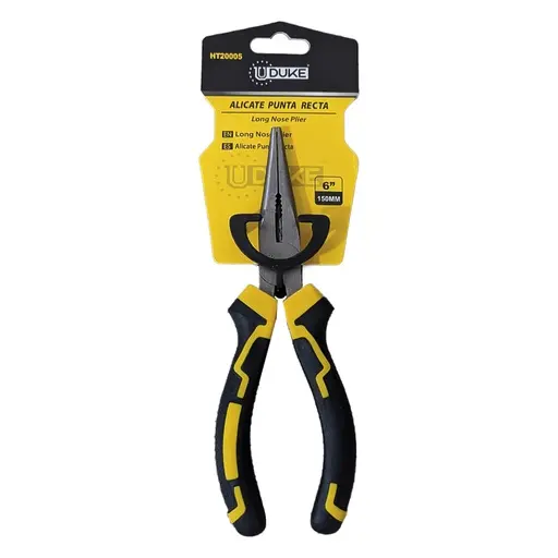 LONG NOSE PLIER UDUKE BLACK AND YELLOW HANDLE 6"