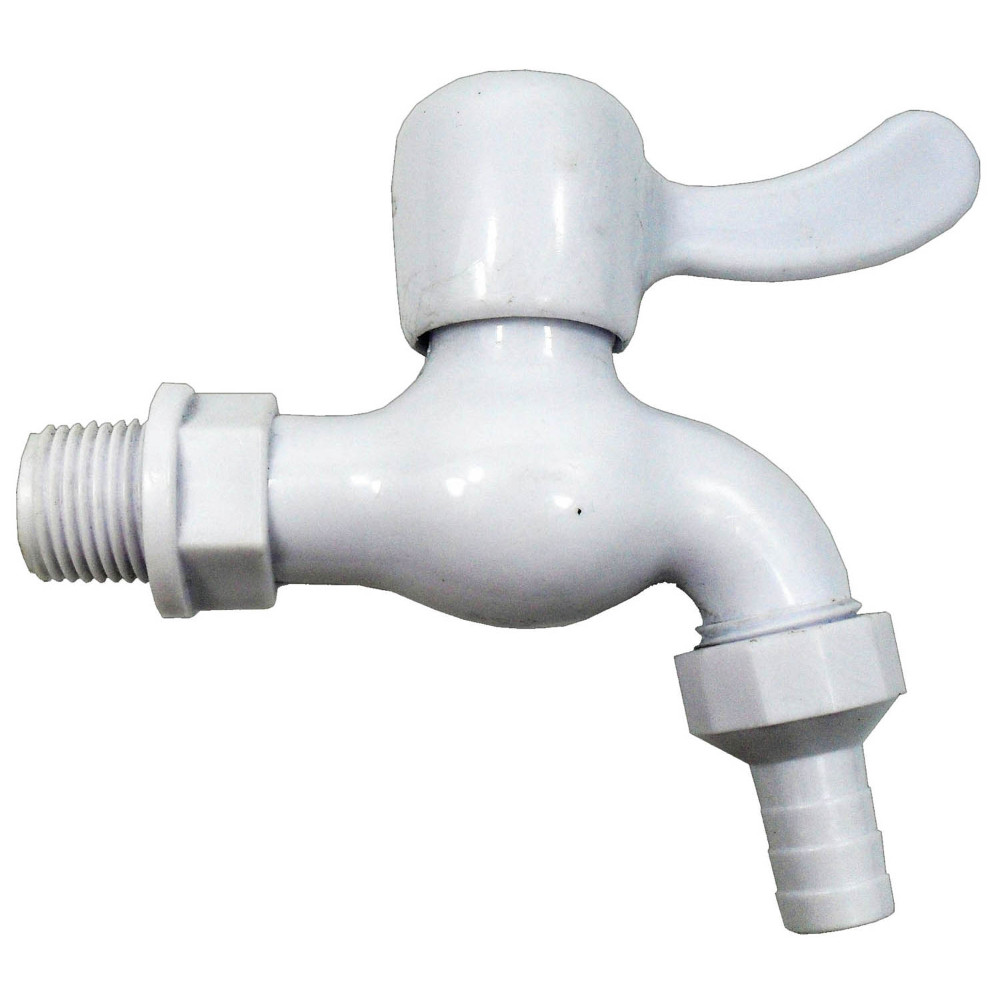 PLASTIC FAUCET WHITE LEVER HANDLE WITH HOSE CONNECTOR UDUKE