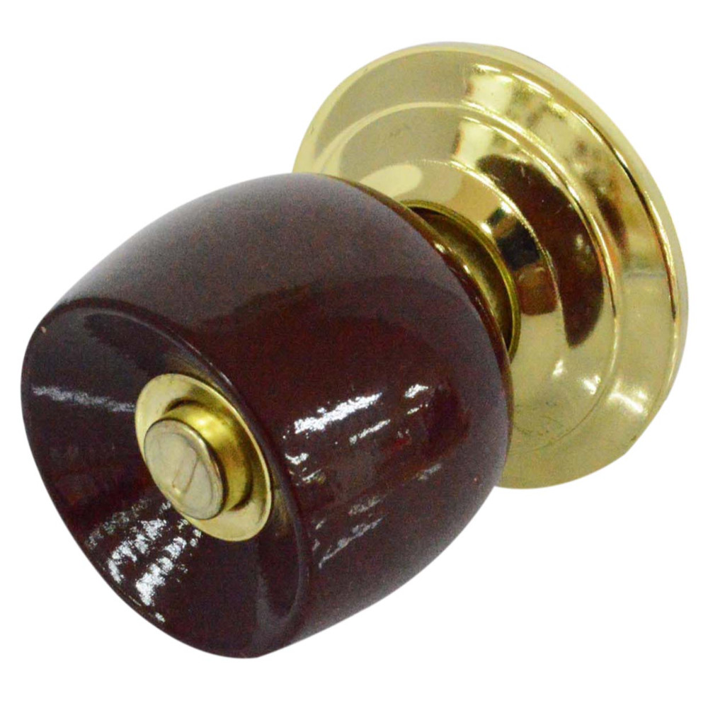 BEDROOM DOOR KNOB LOCK FOR WOOD WINE RED WITH GOLD PLATE UDUKE