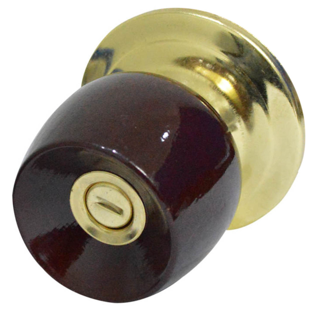 BATHROOM DOOR KNOB LOCK FOR WOOD WINE RED WITH GOLD PLATE UDUKE