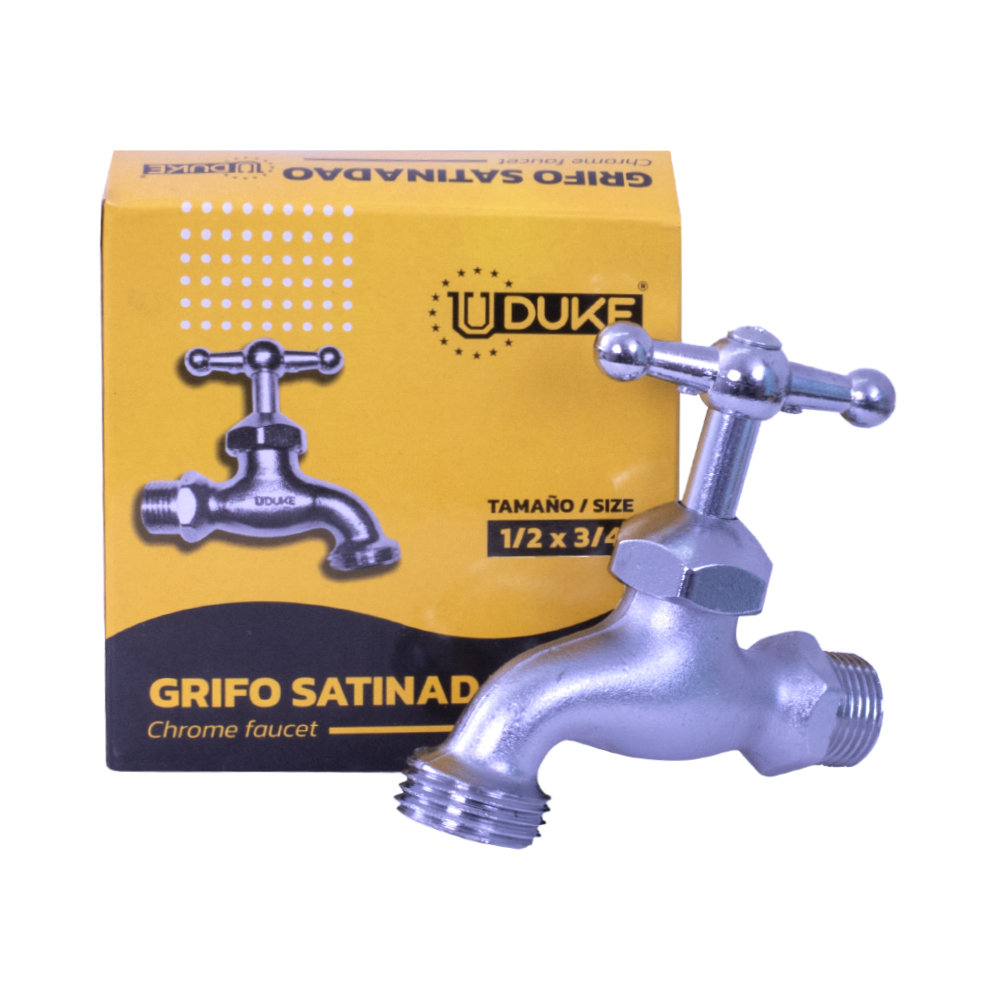 GRIFO CROMADO SATINADO 1/2" EN CAJA MARIPOSA METALICA