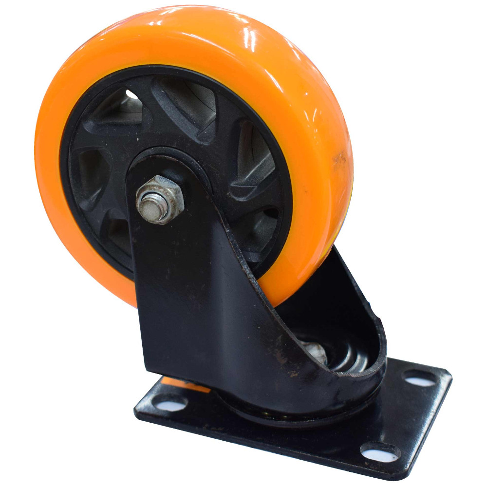 HEAVY DUTY SWIVEL CASTER WHEEL 4" 100 MM 120 KG ORANGE