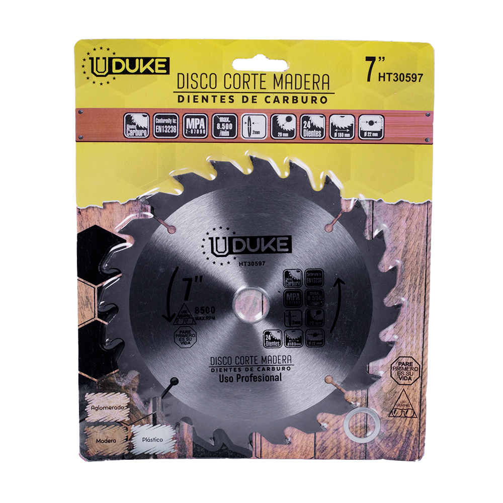 DISCO DE CORTE 7" PARA MADERA 24 DIENTES 180 X 2.2 X 20 UDUKE