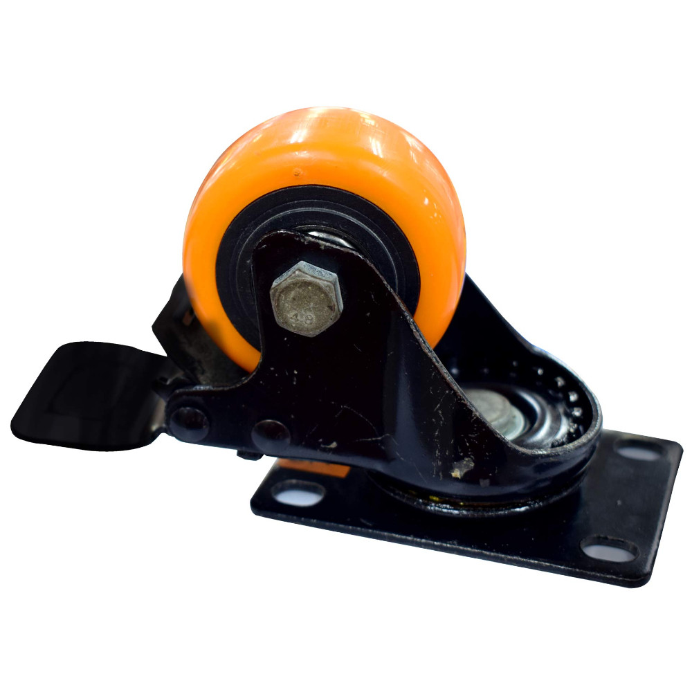 RODACHINES 2 1/2 PLANO NARANJA CON FRENO GIRATORIO 65MM