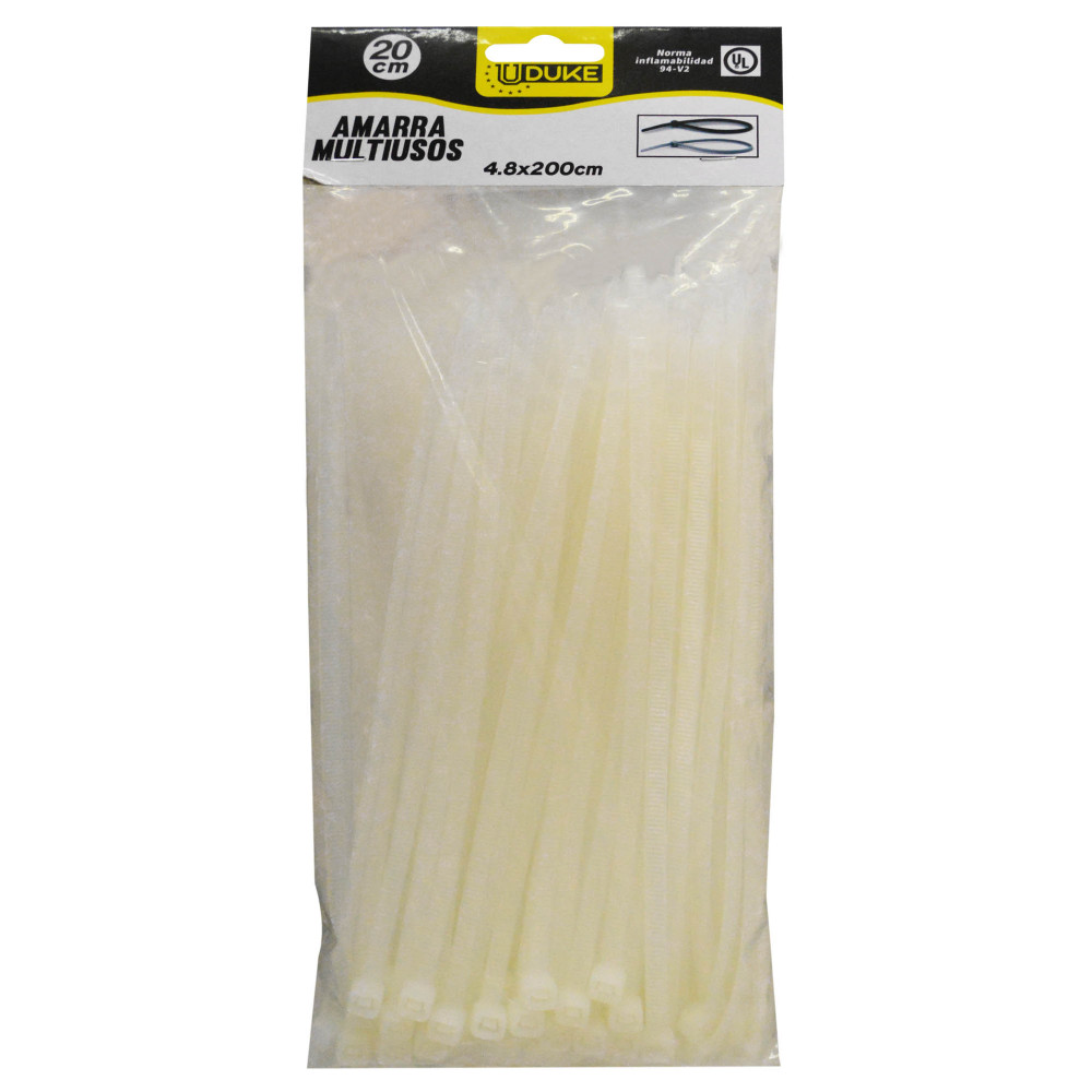 NYLON CABLE TIE UDUKE WHITE 2.5 X 150 MM 15 CM 100 PCS