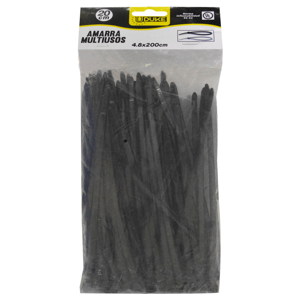 AMARRA CORREA PLASTICA NEGRA     2.5 x 100 MM 10 CM 100 UND