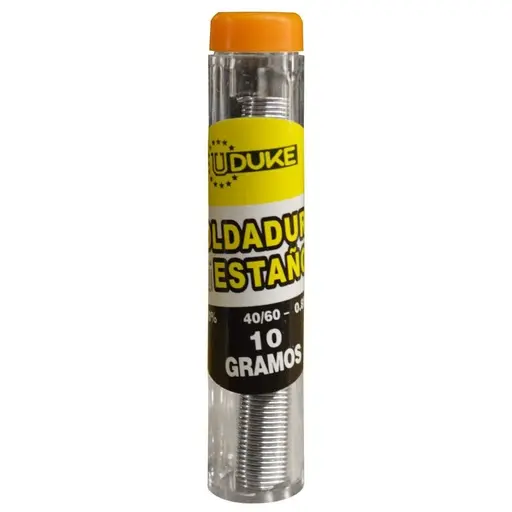 SOLDADURA ESTAÑO UDUKE TUBO 10 GRAMOS 40-60 40% ESTAÑO 0.8MM