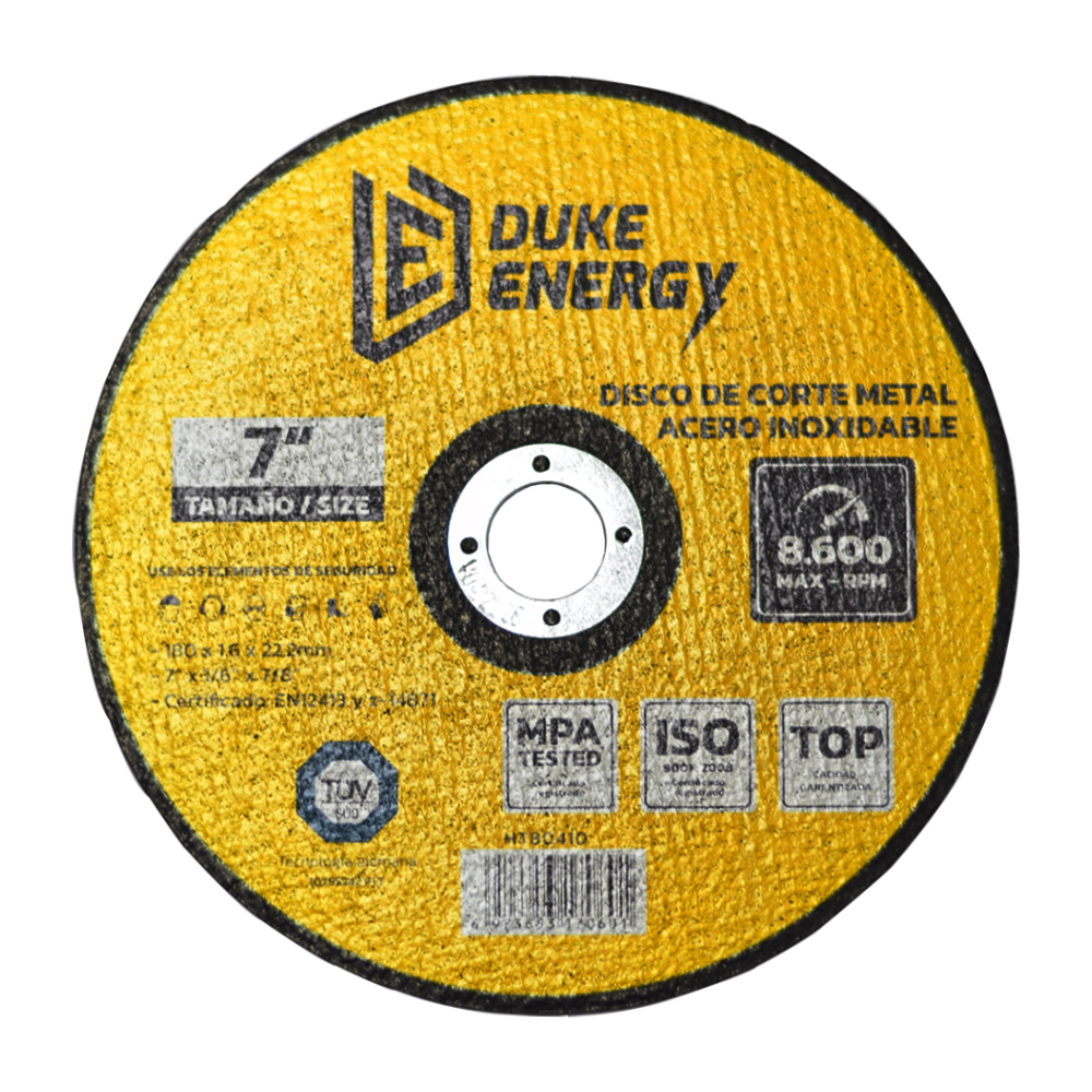 DISCO DE CORTE 7 METAL ACERO INOXIDABLE 180x1.6x22.2 FINO CERTIFICADO