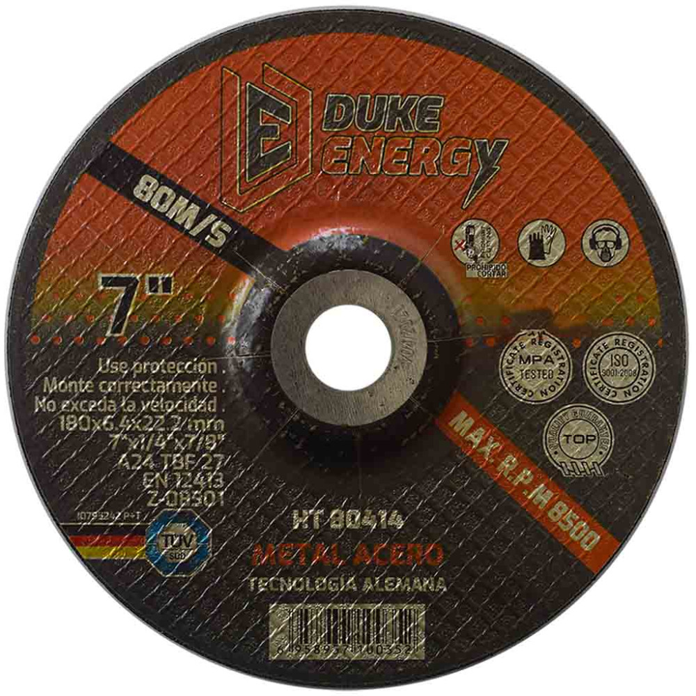 DISCO 7 X 1/4 X 7/8 PULIR METAL DUKE ENERGY TECNOLOGIA ALEMANA