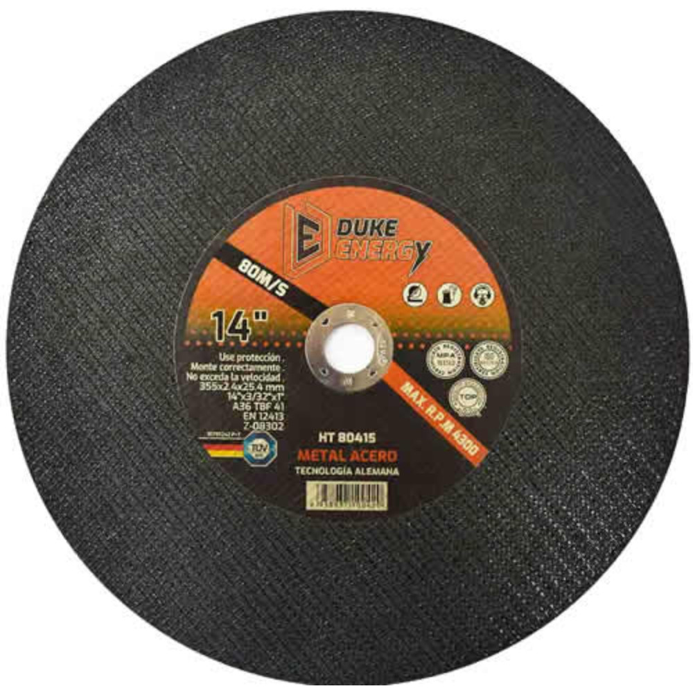DISCO 14" X 3/32 CORTE METAL PARA TRONZADORA DUKE ENERGY TECNOLOGIA ALEMANA