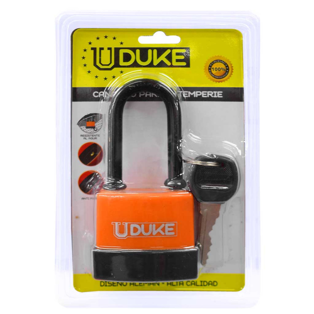 OUTDOOR PADLOCK WITH LONG BRASS UDUKE BLACK 55 MM 
