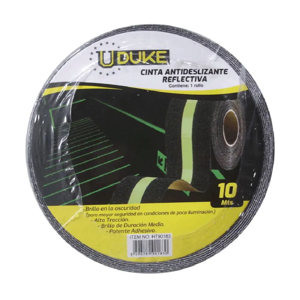 CINTA ADHESIVA ANTIDESLIZANTE 2 X 10 MTS REFLECTIVA NEGRA UDUKE