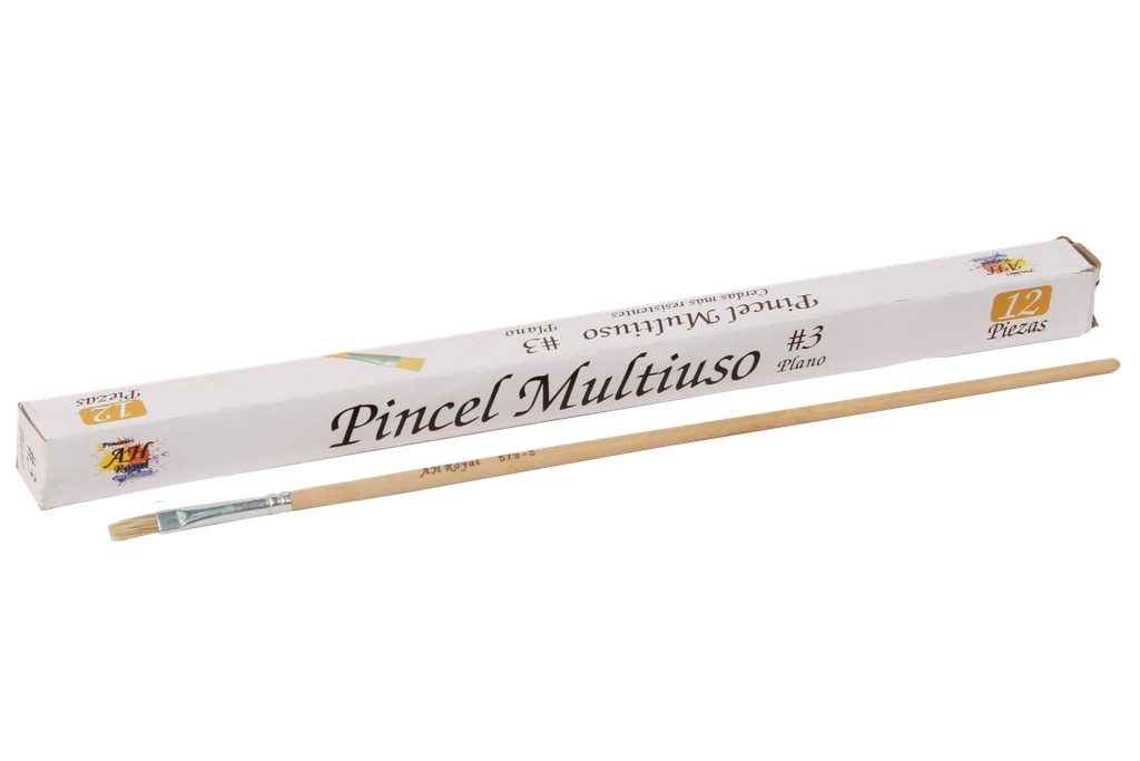 PINCEL PLANO NO.3 PAQ X 12 PZAS