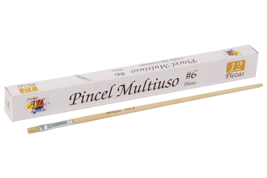 PINCEL PLANO NO.6 PAQ X 12 PCS