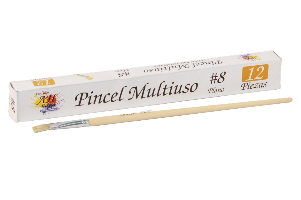 PINCEL PLANO NO.8 PAQ X 12 PCS