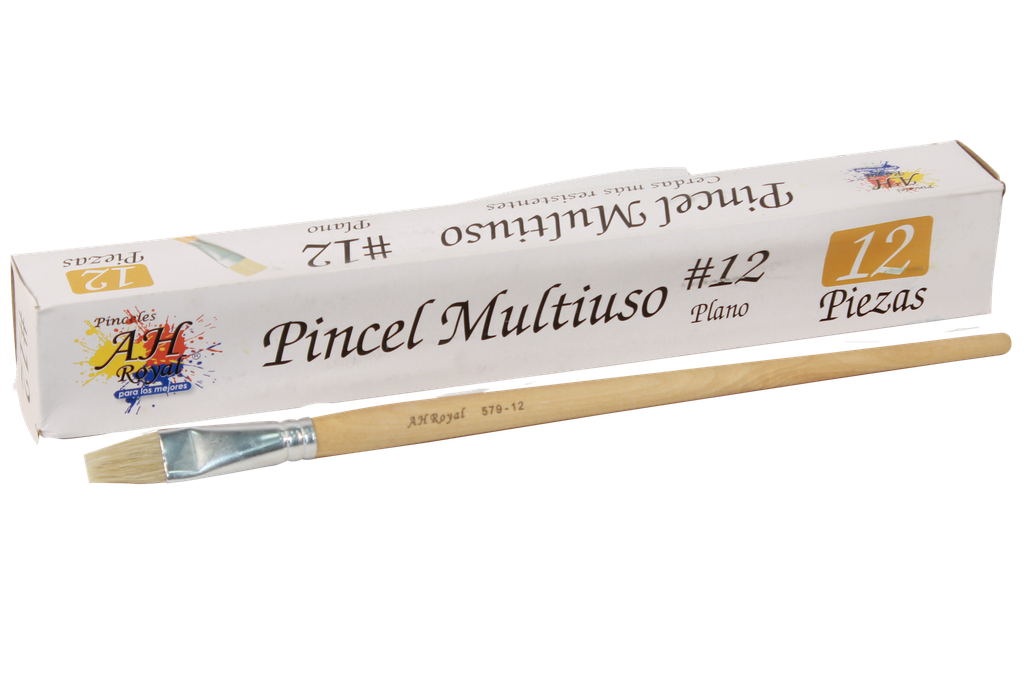 PINCEL PLANO NO.12  PAQ X 12 PCS