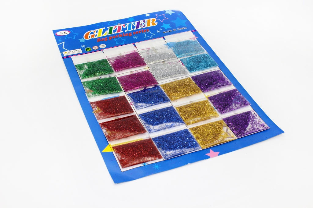 ASSORTED COLOR GLITTER SET X 20 UNITS