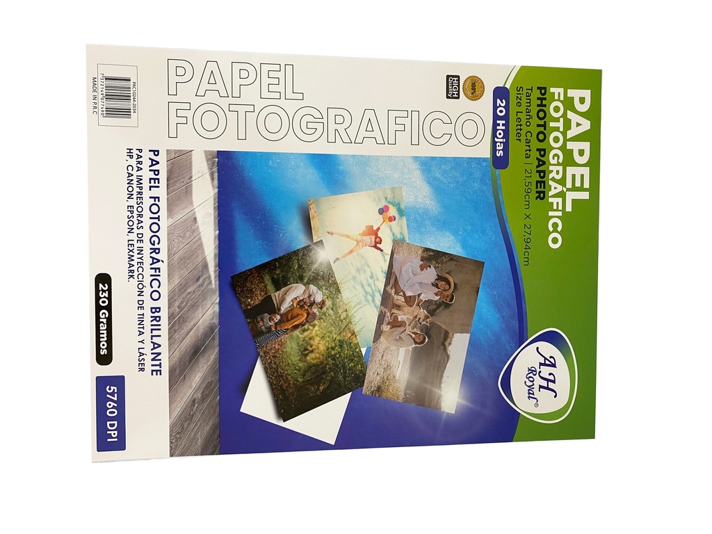 PAPEL FOTOGRAFICO CARTA 230 GRS X 20 HOJAS