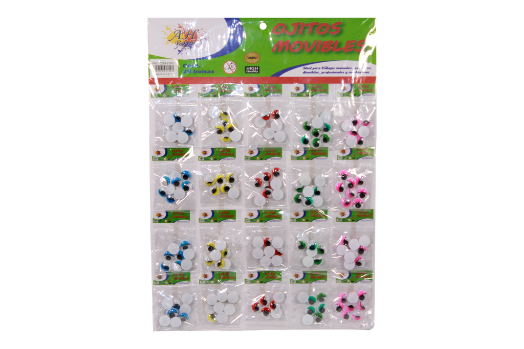 ASSORTED COLOR CRAFT EYES WITH EYELASHES X 20 UNITS