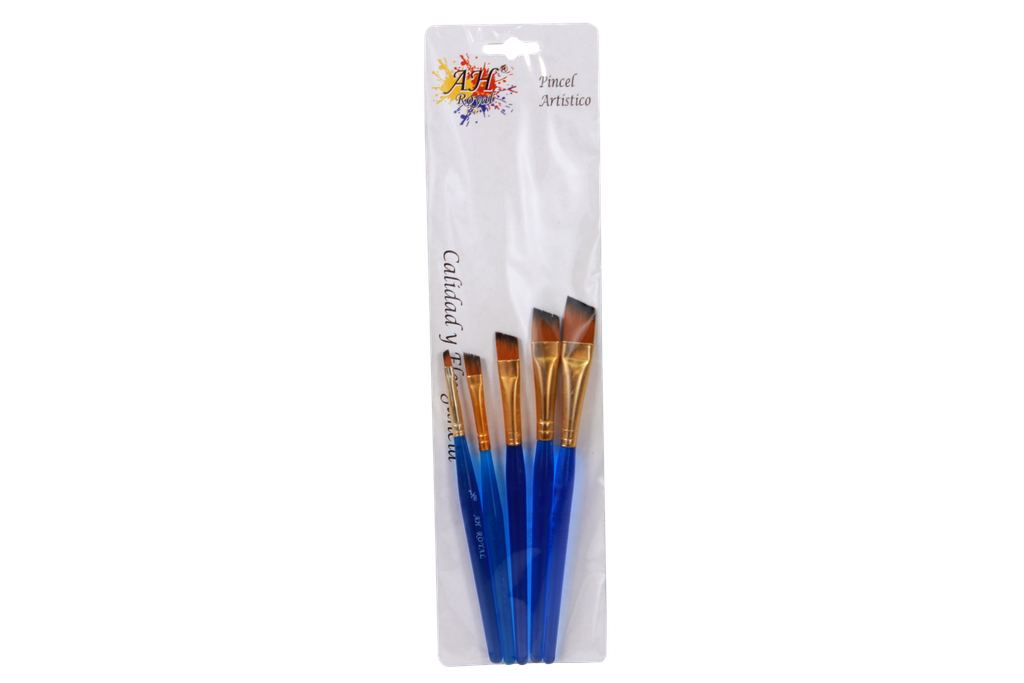ACRYLIC PAINT BRUSH SET HEX 1-8 1-4 3-8 1-2 5-8 X 5 PCS