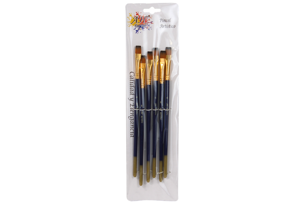 PINCEL PLANO No.4 PAQ X 6 PZAS