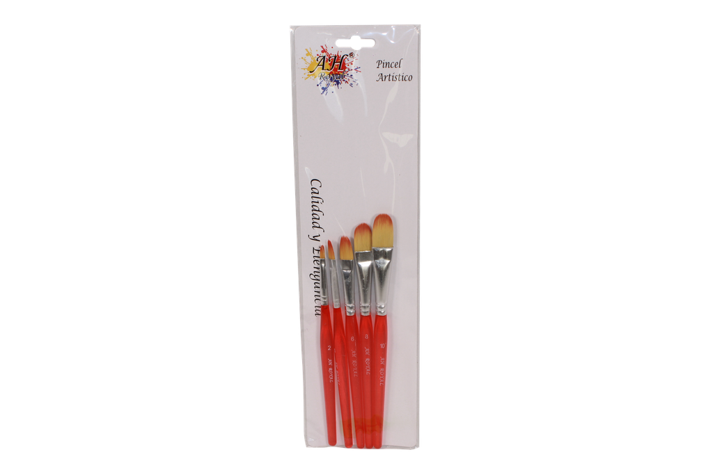 ACRYLIC PAINT BRUSH FILBERT SET X 5 PCS