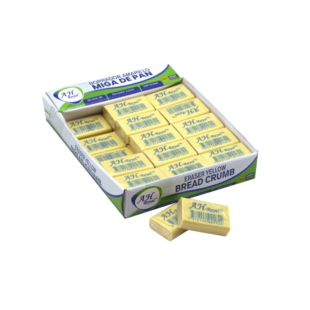 BORRADOR MIGA DE PAN  AMARILLO 4B MEDIANO CAJA X 30 PZAS