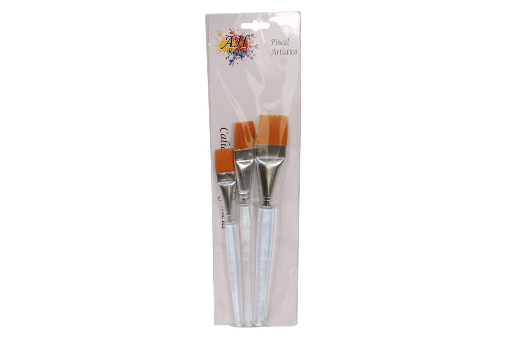 FLAT ACRYLIC BRUSH SET PACK X 3 PCS