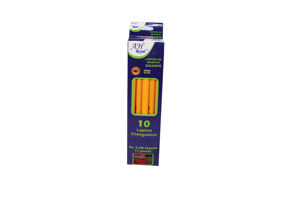 AHROYAL YELLOW JUMBO TRIANGULAR PENCILS 4.0 HB X 10 UNITS