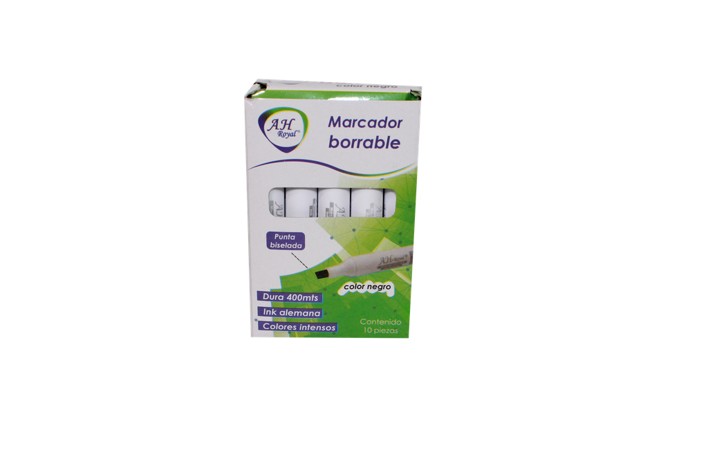 MARCADOR BORRABLE BISEL NEGRO CAJA X 10 UNDS