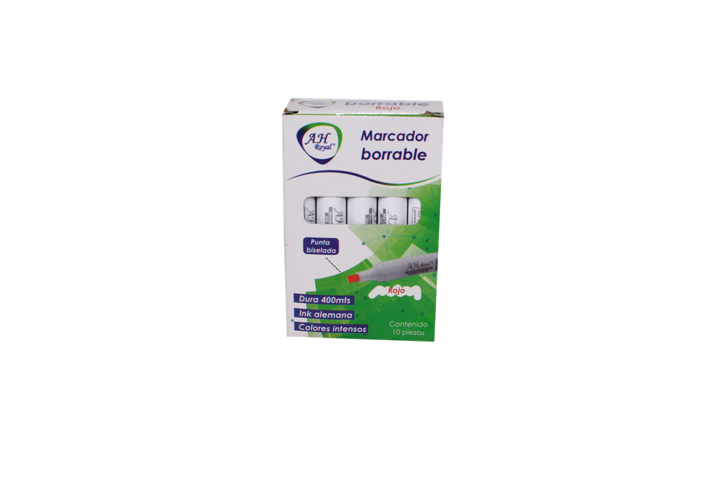 MARCADOR BORRABLE BISEL ROJO CAJA X 10 UNDS