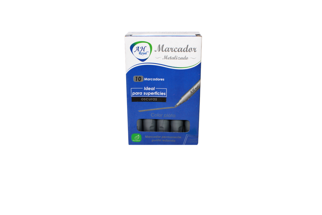 MARCADOR  METAL PLATA CAJA X10 UNDS