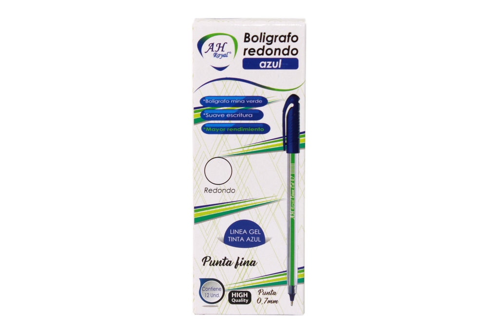 BOLIGRAFO AZUL REDONDO 0.7MM SEMIGEL CAJA X 12 UNDS