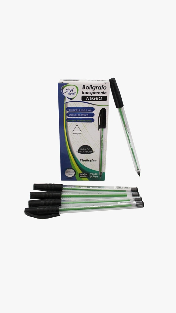 BOLIGRAFO NEGRO SEMI GEL 0.7MM TRIANGULAR CAJA X 12 UNDS