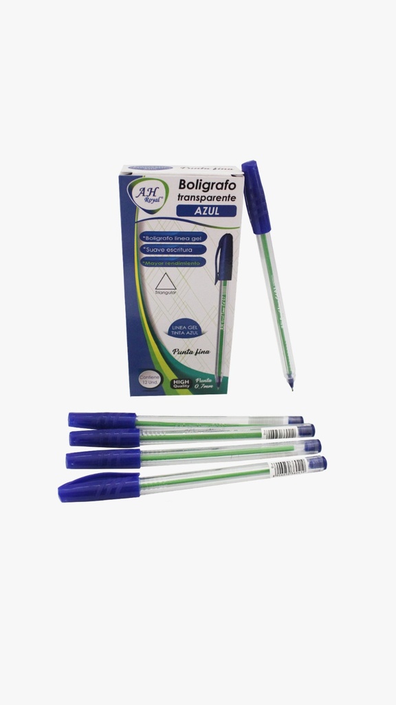 BOLIGRAFO AZUL SEMI GEL 0.7MM TRIANGULAR CAJA X 12 UNDS