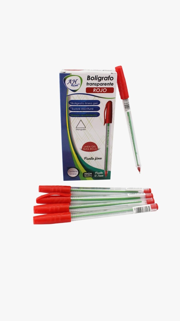 BOLIGRAFO ROJO SEMI GEL 0.7MM TRIANGULAR CAJA X 12 UNDS