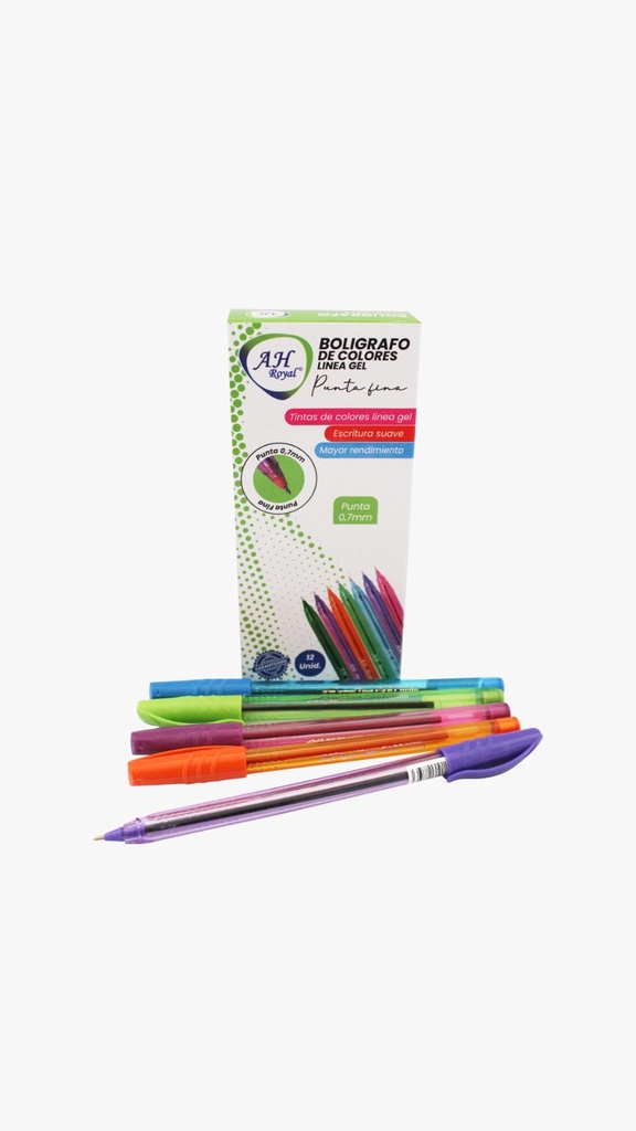 ASSORTED COLOR TRIANGULAR SEMI GEL PEN 1.0 MM X 12 UNITS