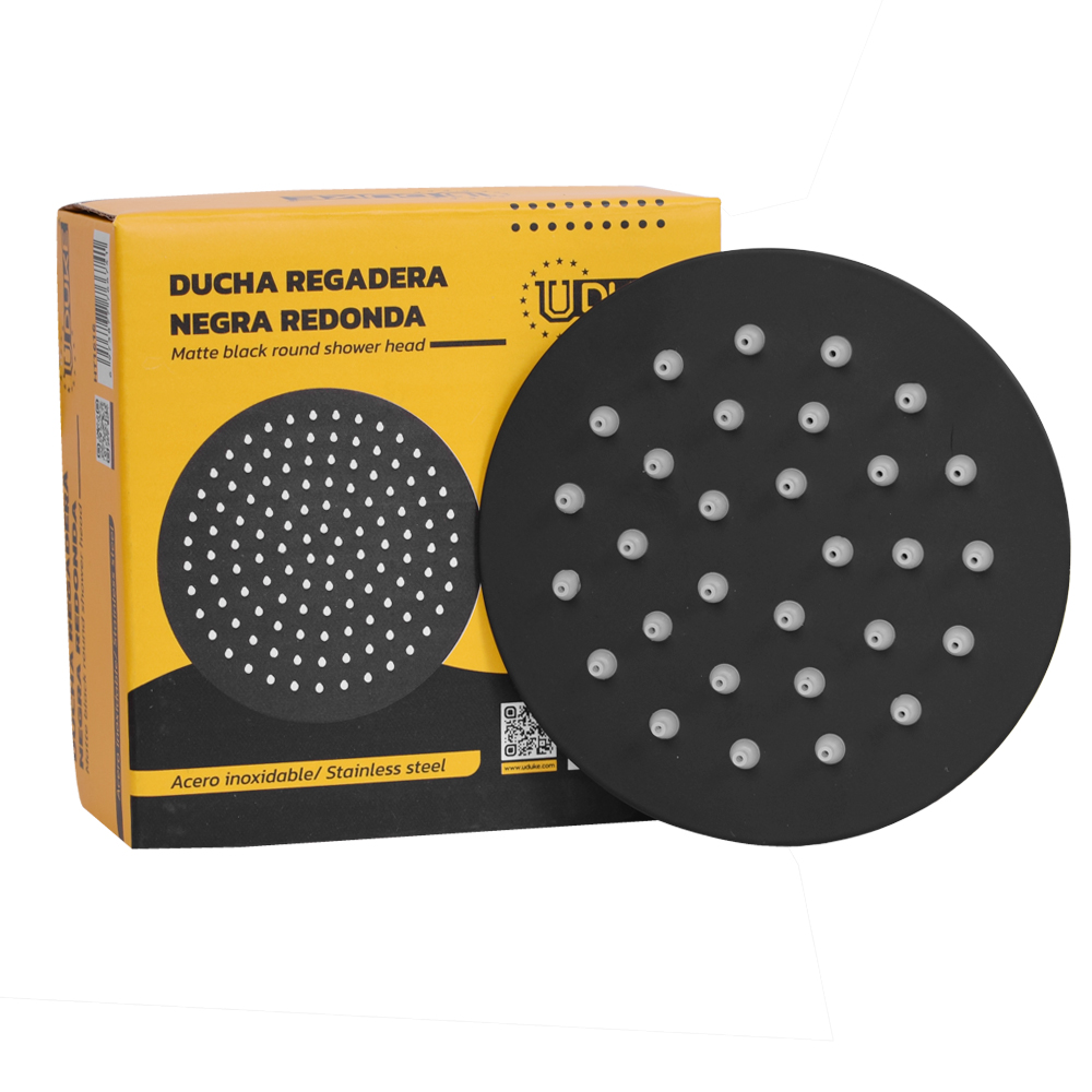 DUCHA REGADERA NEGRA REDONDA 4"