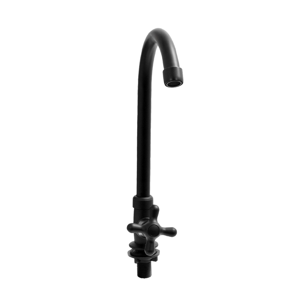LLAVE PARA LAVAPLATOS MESON CUELLO DE GANSO ABS NEGRO CRUCETA