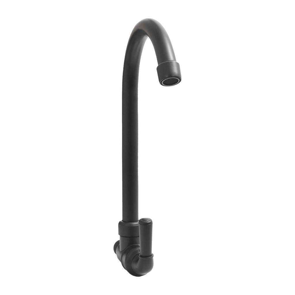LLAVE PARA LAVAPLATOS PARED CUELLO DE GANSO ABS NEGRO ALETA