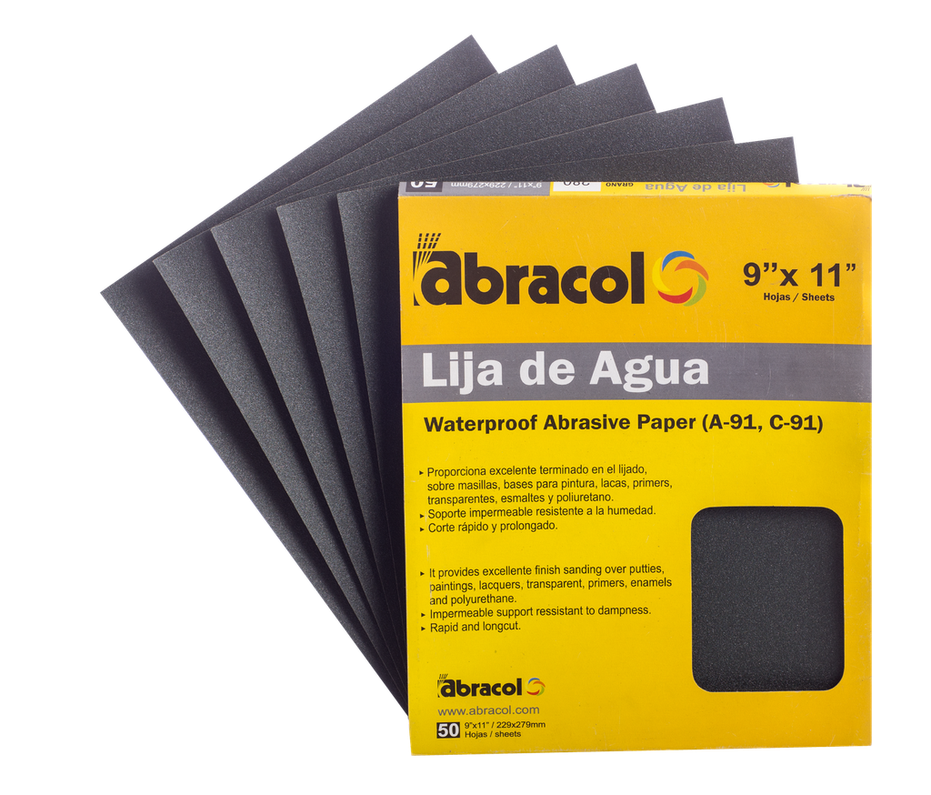 ABRACOL WET DRY SANDPAPER SHEET #320 BLACK 9" X 11"