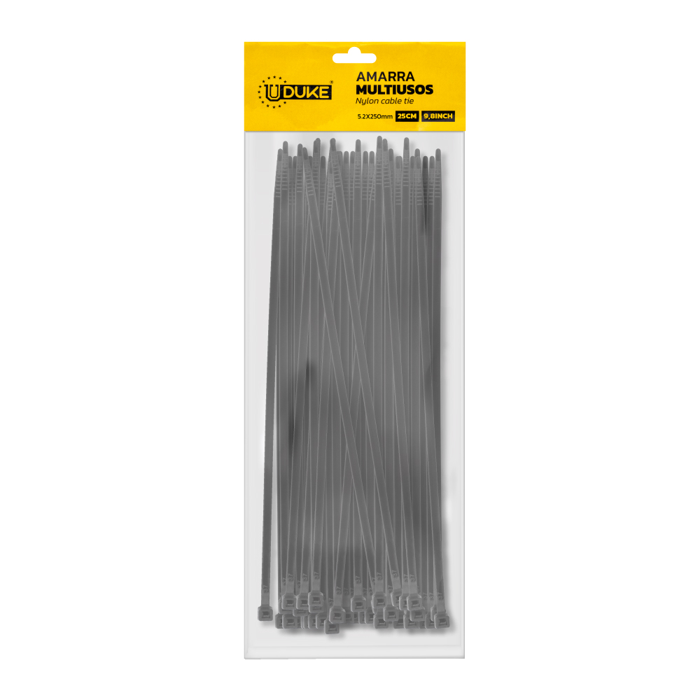 AMARRA CORREA PLASTICA NEGRA    5.2 X 250 MM  25 CM  100 UND