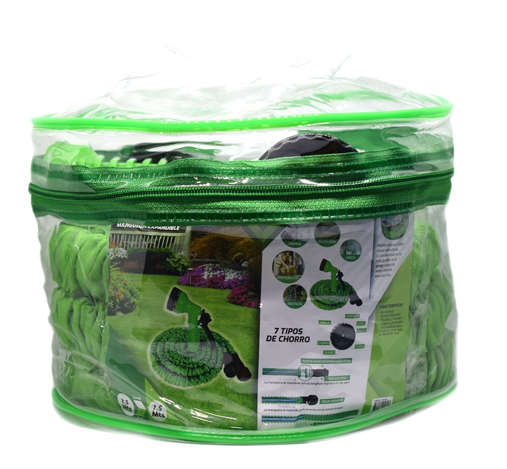 EXPANDABLE GARDEN HOSE WITH GUN 7.5 MTS VHARBOR