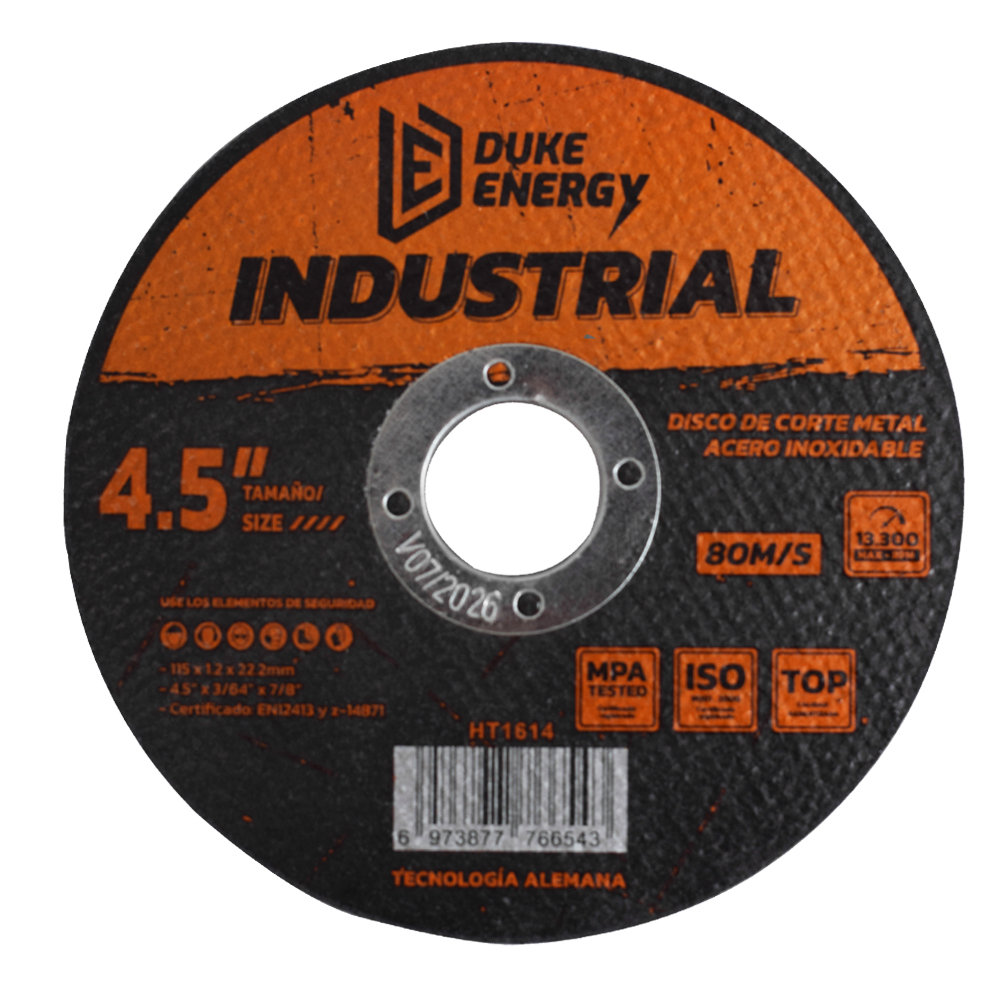DISCO DE CORTE 4 1/2 INDUSTRIAL METAL ACERO INOXIDABLE 115x1.2x22.2 FINO CERTIFICADO