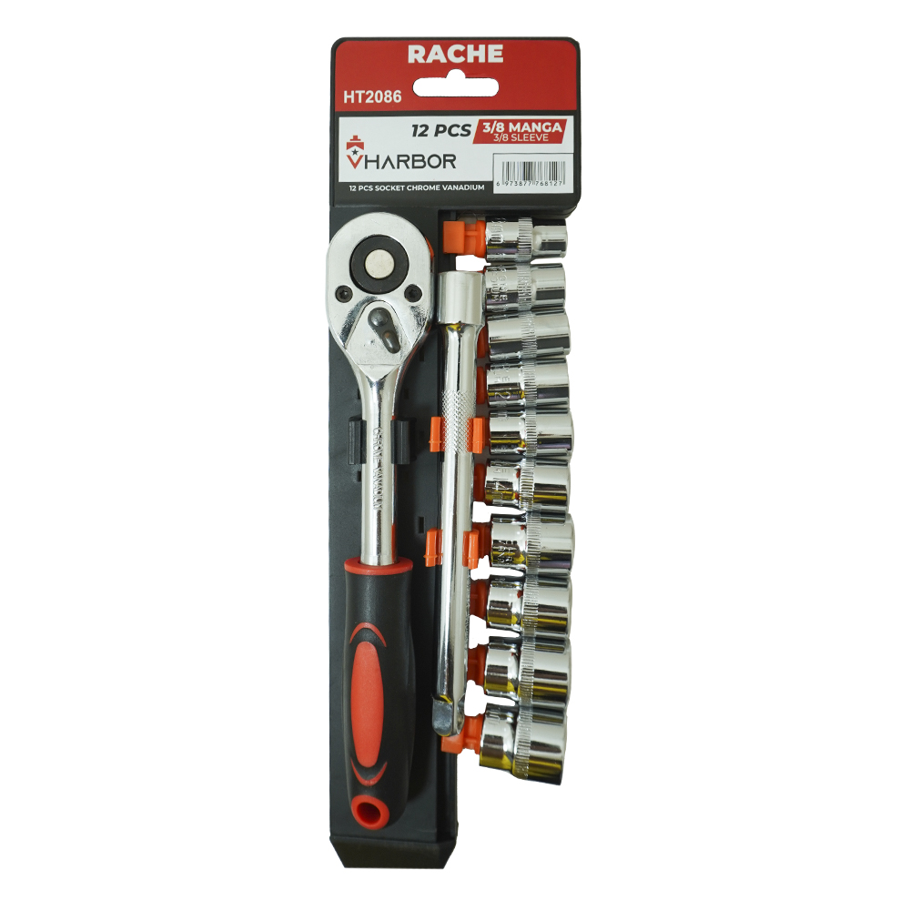 RACHET WRENCH WITH CUPS 3/8" X 12 PCS VHARBOR